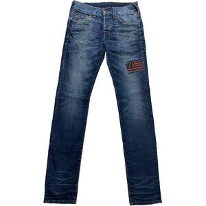 True Religion Rocco Relaxed Skinny Fit jeans US Flag Appliqué Jeans mens 30x33.5